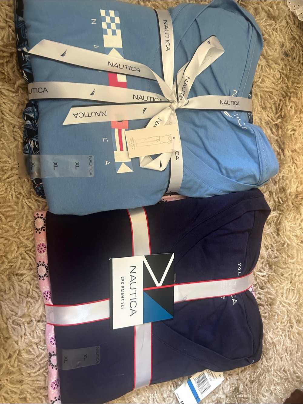 Nautica Light Blue Top & Navy Pajama Set with Nautica Ribbon